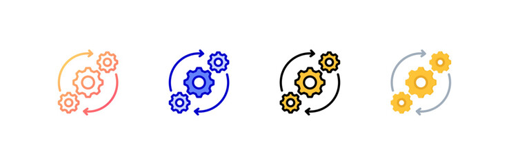 Process Icon set multiple style collection