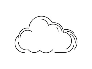 Flat Cloud Line Drawing. Minimal Vector Weather Element