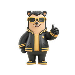 Cute bear dressed in a cozy jacket with a friendly expression and soft fur capturing an adorable moment