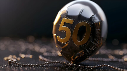 Celebration Number 50 In Metallic Sphere With Dark Background