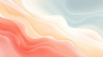 Fototapeta premium A soft, abstract design featuring flowing waves of pastel colors including peach and light blue, creating a serene and calming atmosphere