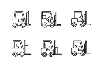 forklift icon line art vector illustration
