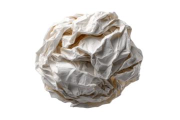 PNG Crumpled white paper ball isolated on black background