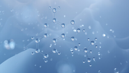 imiquimod molecular structure, 3d model molecule, antiviral drug structural chemical formula view from a microscope