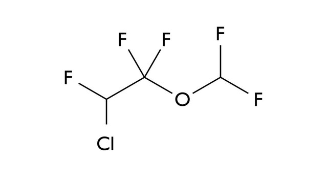 enflurane molecule, structural chemical formula, ball-and-stick model, isolated image inhalation anesthetic