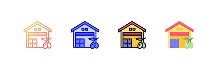 Warehouse Icon set multiple style collection