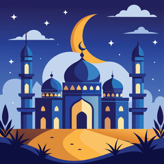 "Moonlit Serenity Mosque"
