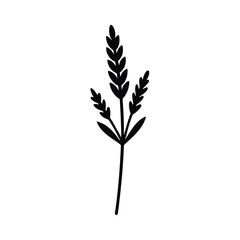 Minimalist Lavender Sprig Vector Silhouette