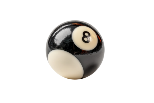 PNG Classic black and white 8 ball with clear number eight