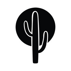 Minimalist Saguaro Cactus Vector Silhouette