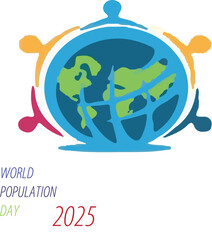 Growing Population Concept – Earth Surrounded by People Silhouettes - City Growth and Urban Population – World Population Day Illustration - Population Overload Concept – Crowded Planet Earth Vector