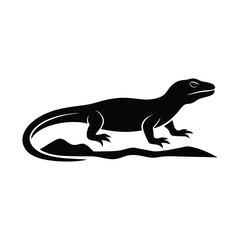 Monitor Lizard on Sand Vector Silhouette