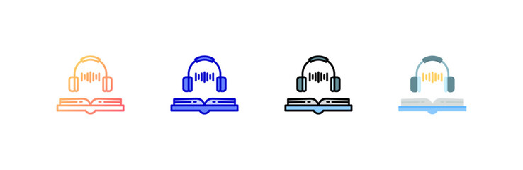 Audiobook Icon set multiple style collection