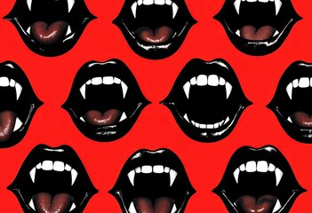 Pop Art Vampire Fangs, Halloween and Horror Background