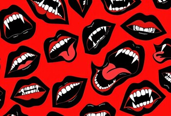 Pop Art Vampire Fangs, Halloween and Horror Background