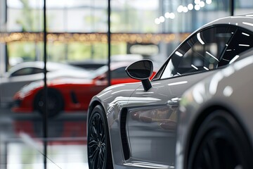 A detailed view of various car models displayed for rental, showcasing special features that highlight modern transportation options in an open space.