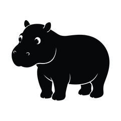 Fototapeta premium Baby Hippo Vector Silhouette