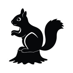 Chipmunk on Stump Vector Silhouette