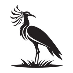 Obraz premium Feathered Hunter Secretary bird silhouette – Secretary bird illustration – Minimalist Secretary bird vector – Bird silhouette