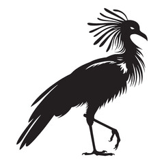 Sharp-legged grace in Secretary bird silhouette – Secretary bird illustration – Minimalist Secretary bird vector – Bird silhouette

