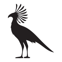 Predator on stilts – Secretary bird silhouette – Secretary bird illustration – Minimalist Secretary bird vector – Bird silhouette

