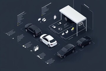 An infographic depicting the steps to renting a car, emphasizing online convenience and insurance options.
