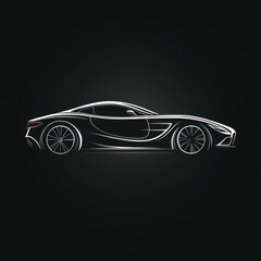 Outline of a sleek sports car captured against a dark background showcasing its modern design and elegance