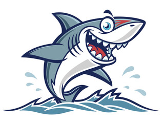 Naklejka premium Great White Shark Vector Leaping from Ocean