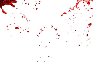 Red splashes isolated on white background.