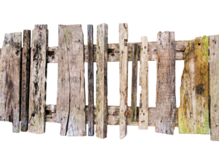 old wooden fence isolated on white