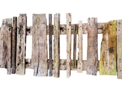 old wooden fence isolated on white