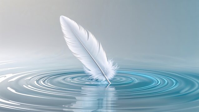 A feather is floating on the surface of a body of water