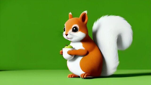 Cute squirrel holding apple