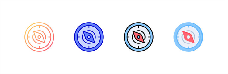 Compass icon set multiple style collection