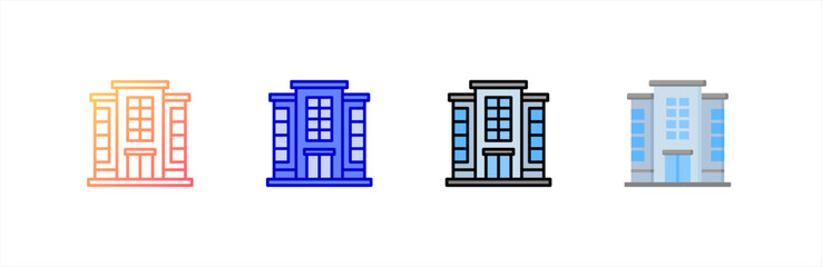 Hotel icon set multiple style collection