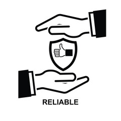 reliable icon isolated on white background vector illustration.