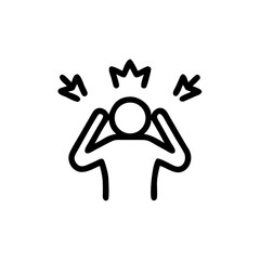 Person expressing anxiety with hands on head and stress symbols  