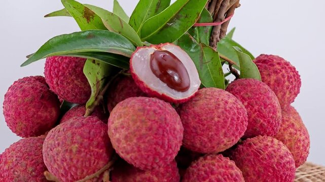 Lychee fruits rotation in circle.