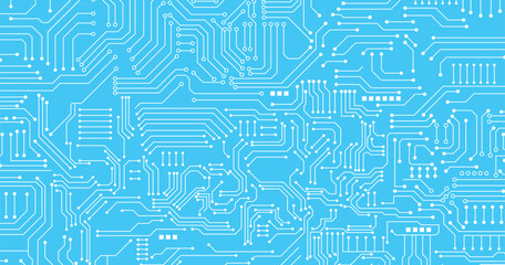 Circuit board pattern white dots and lines on blue background. Vector eps10