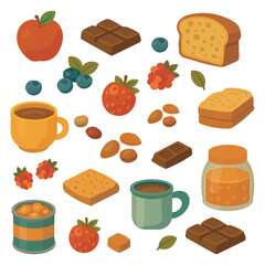 Assorted Breakfast Ingredients.