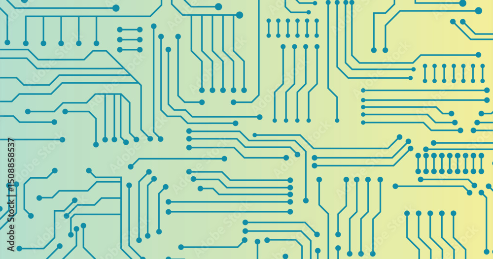 Wall mural circuit board pattern dots and lines for technology background. vector illustration
