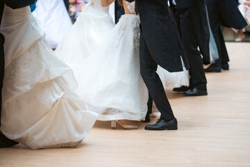 Classical ballroom dancers dancing,