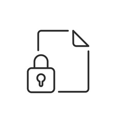 This symbol represents document security in a workplace, featuring a locked padlock and a file. It emphasizes the need to safeguard sensitive information and ensure privacy and protection