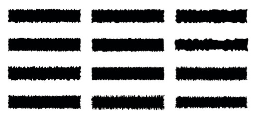 Obraz premium Set of paint brush stroke, grunge ink splash and watercolor texture set for social media background .Charcoal texture rectangle stripes on white background. vector illustration..