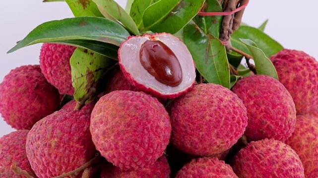 Lychee, tropical fruit. Zoom out.