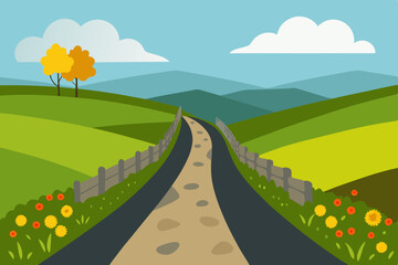 Obraz premium landscape with road and trees