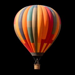 Fototapeta premium Striped colorful balloon ready for aerial flight captured against black backdrop high resolution photo