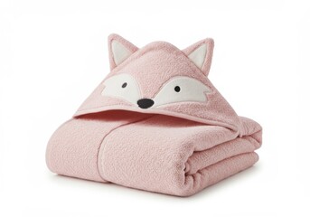 Pink baby towel with fox hood