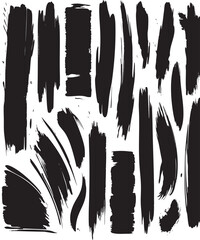 Paint grunge backgrounds, brushstrokes. Black brush strokes, grunge design elements set isolated on a white background. Black oil paint texture, ink swatch, grungy line art