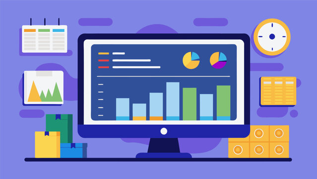 A dashboard displaying realtime data on inventory levels allowing for efficient restocking and replenishment.. Vector illustration